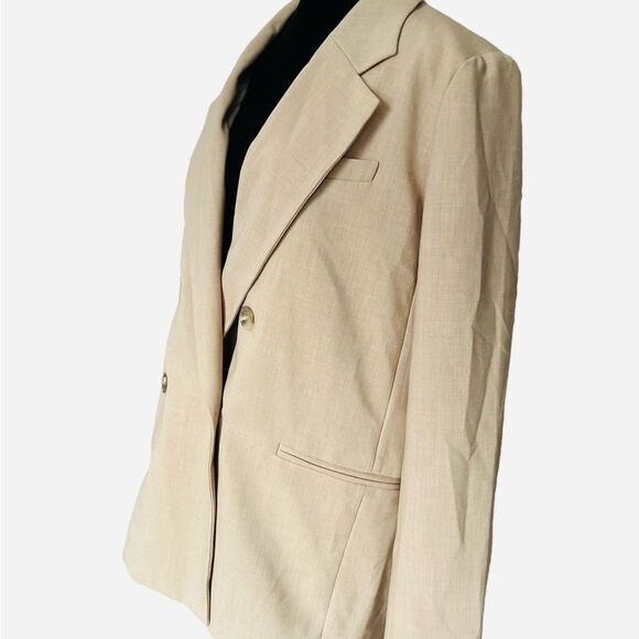 Maeve for Anthropologie Women's Double-Breasted Beige Blazer Size 6 Preppy Coat - Picture 6 of 10